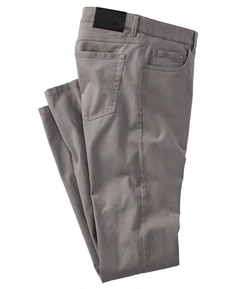 NEW BALLIN men's cashmere touch pima cotton sateen stretch 5-pocket pants in gra